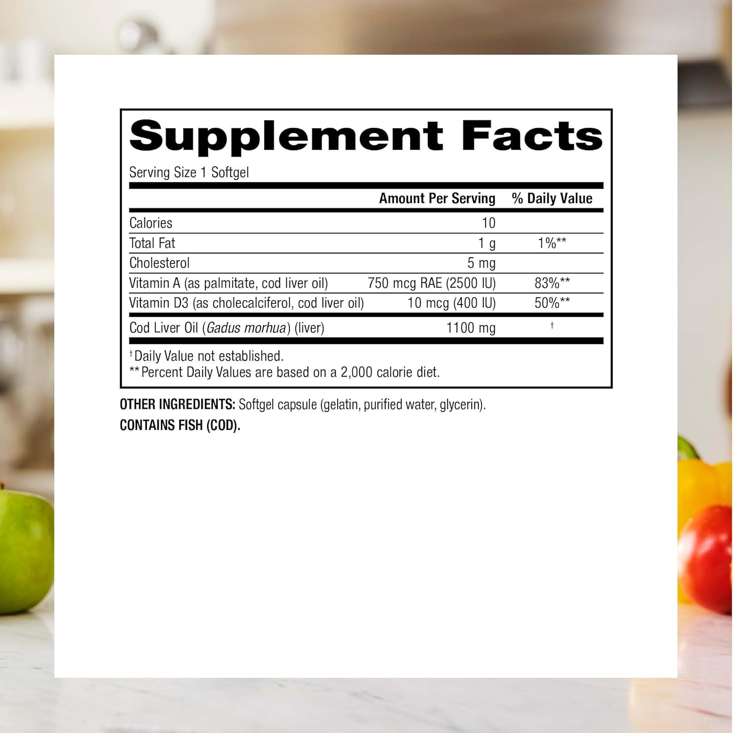 Webber Naturals Super Cod Liver Oil with Vitamin A and D3, 1100 mg Cod Liver Oil per Softgel, 180 Softgels, Value Size, Dairy, Gluten and Shellfish Free, Immune Support - Image 3