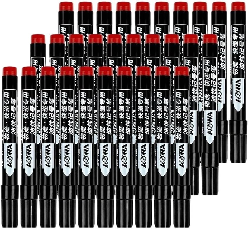 PURYN 5-50Pcs Waterproof Oil-based Marker Pen Markers Black Blue Red Ink for Glass Metal Stationery Art Drawing Office School Supplies(Red 30pcs)