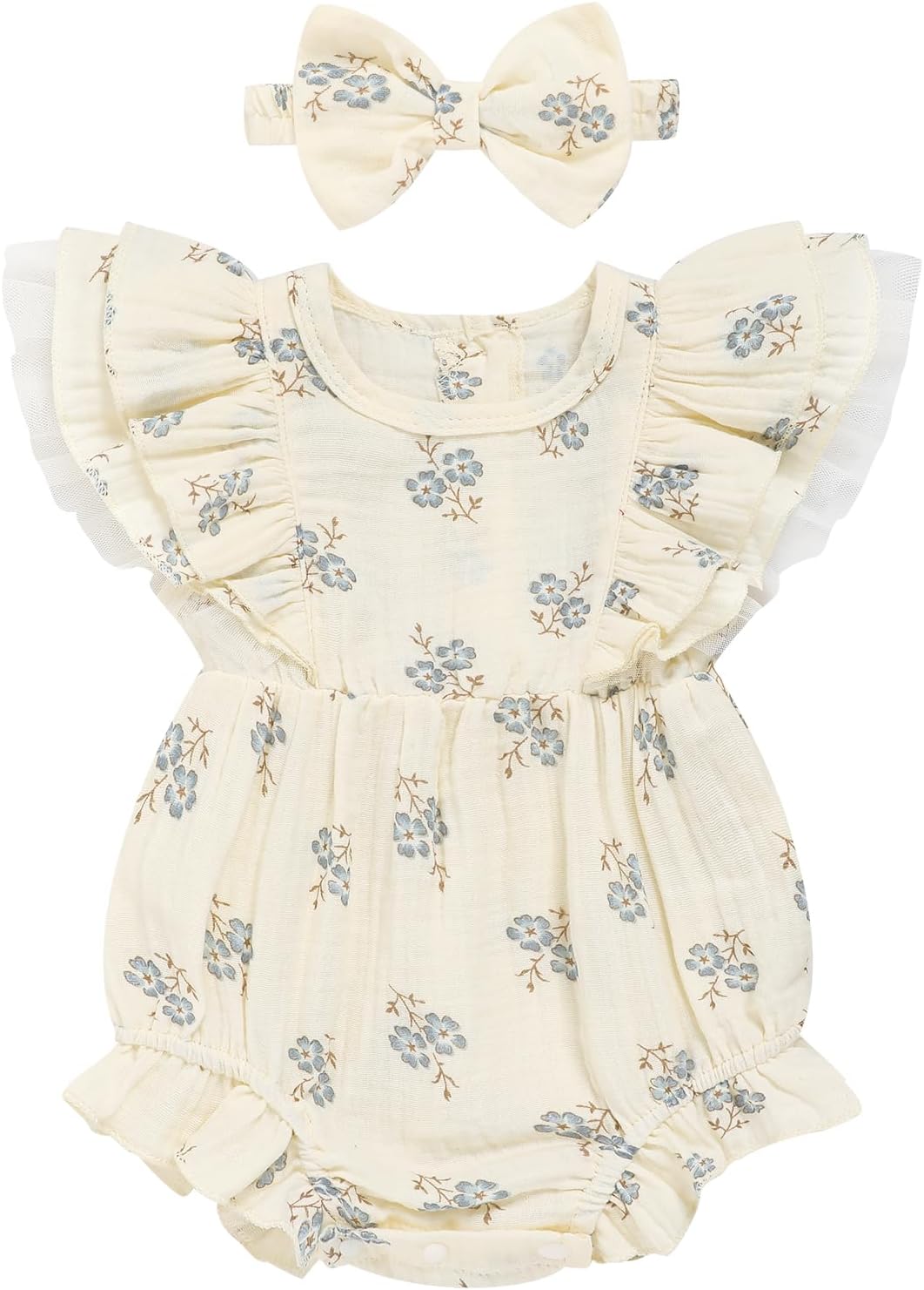 TITKKOP Ruffle Bubble Romper for Baby Girl | One-Piece Shorts Jumpsuit | Summer Outfit & Dress for Infants 0-18M