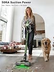 Aspirateur sans fil,58kPa/10-in-1 Aspirateur de bâton avec 29-inch Tuyau et LED Brosse d'éclairage,55Mins Nettoyeur à vide pour la maison, Aspirateur autoportant avec brosse anti-angle pour tapis (vert)