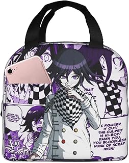 Bolsa de Almuerzo aislada Kokichi Ouma Purple Bolsa térmica Contenedor de Almuerzo Danganronpa Anime Tote Lunch Box para Hombres y Mujeres Viajes Escolares