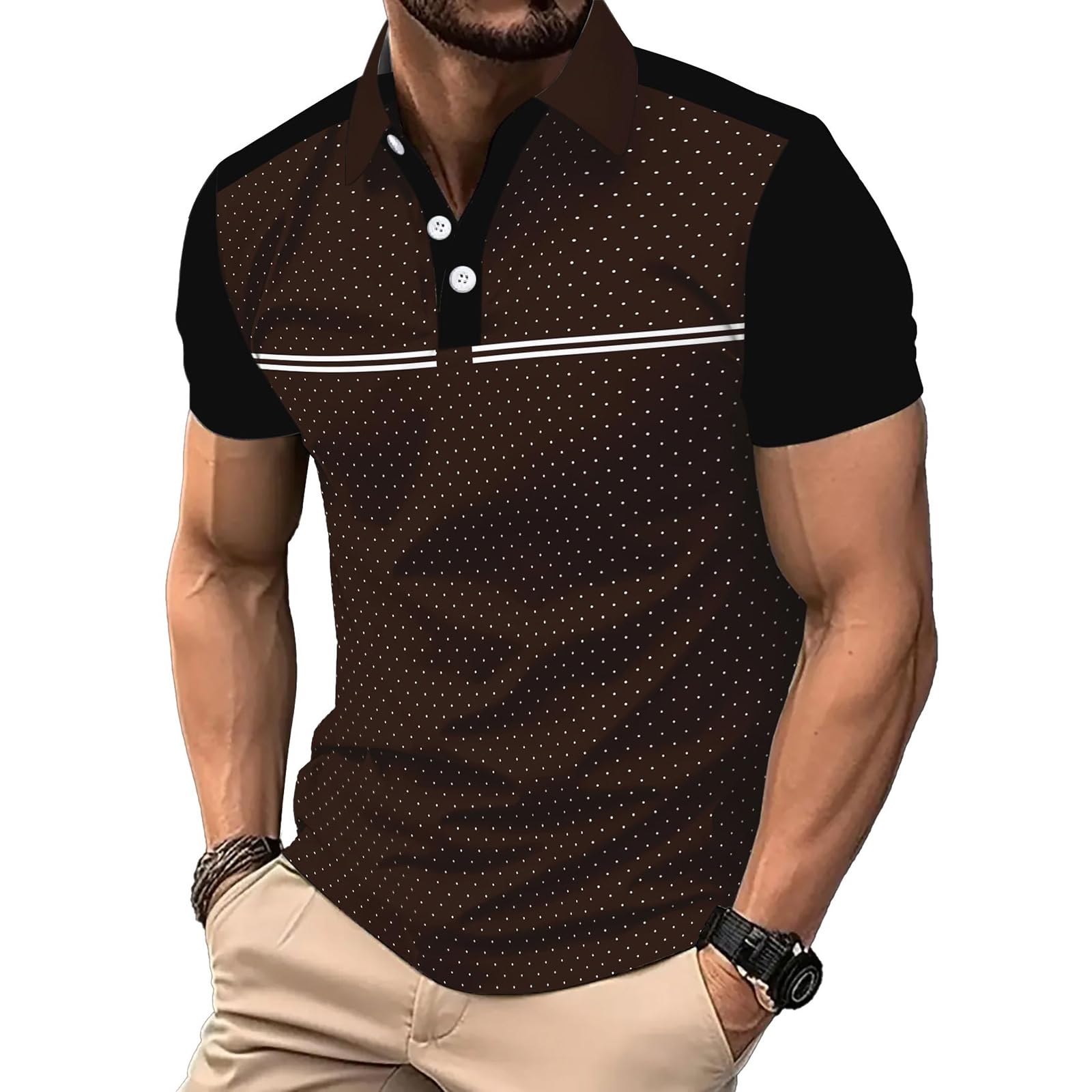 DEEX M Auburn Men's Polo Shirts Short Sleeve 2026 Casual Polo T Shirt Color Block Slim Fit Summer Collared Golf Shirts