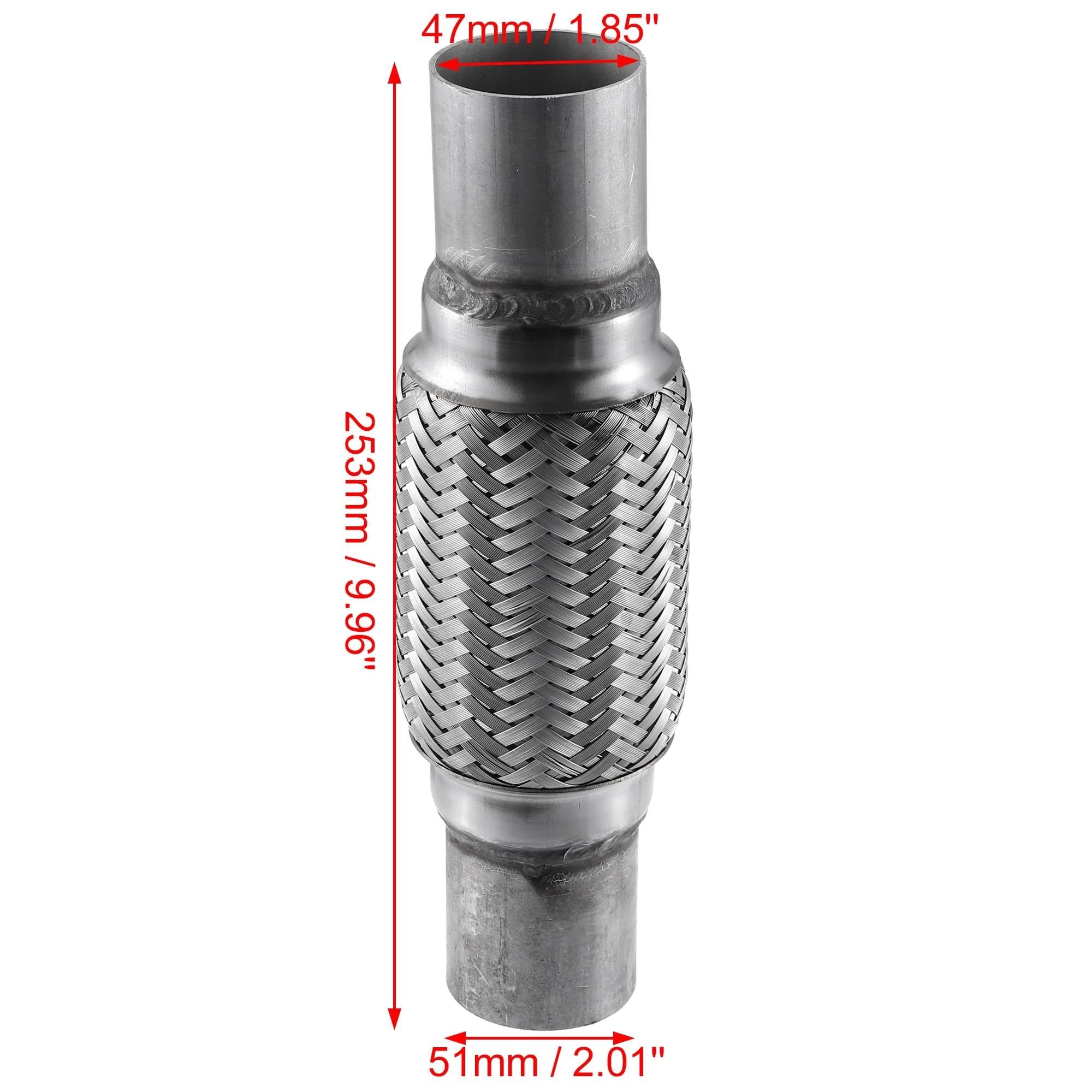 Accessori per tubo di scarico in acciaio inox a doppia treccia 45mm 47mm 53mm 57mm 64mm 73mm 89mm Tubo flessibile di scarico universale(47x51x253mm)