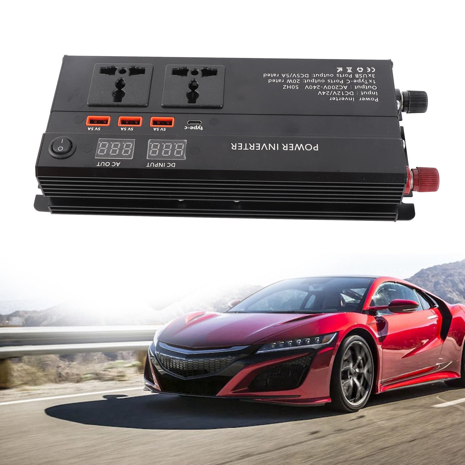 4000W DC 12/24V a AC 220V LCD Pantniptor Car Modificado de Onda Sineño Converter