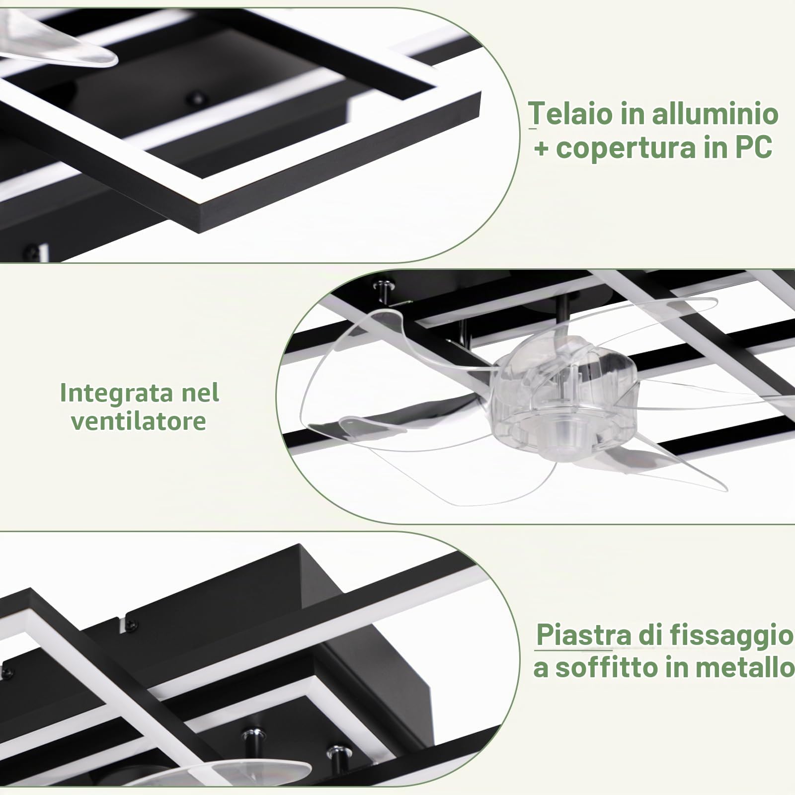 Ventilatore a Soffitto Con Illuminazione Lampada Ventilatore