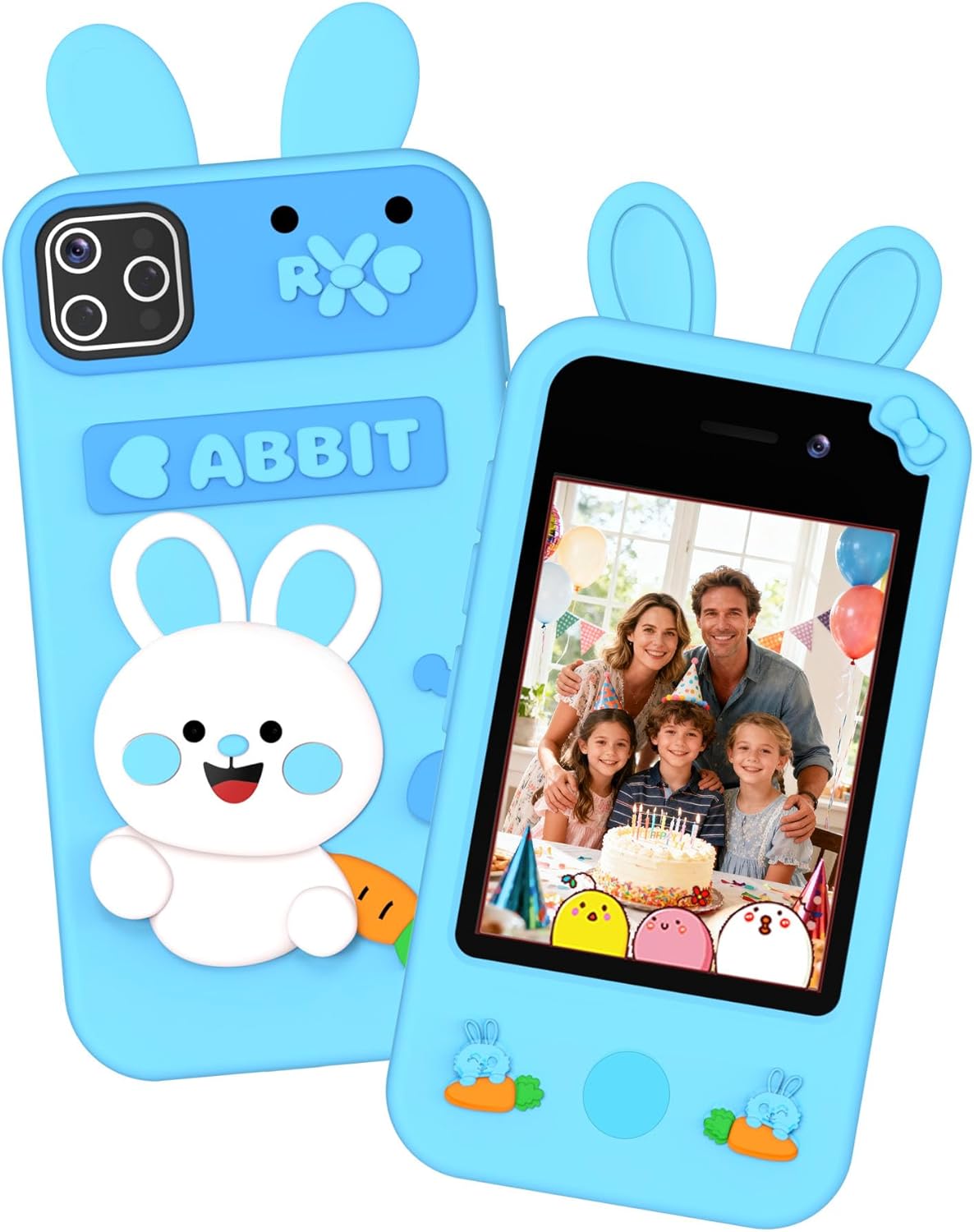 No WiFi Kids Smart Phone for Girls Ages 3-8, Toy Phone with Dual Camera, 32GB Card, Games, Music & Stories, 2.8" Touchscreen Toddler Learning Cell Phone, Birthday Gifts for Kids (Blue)