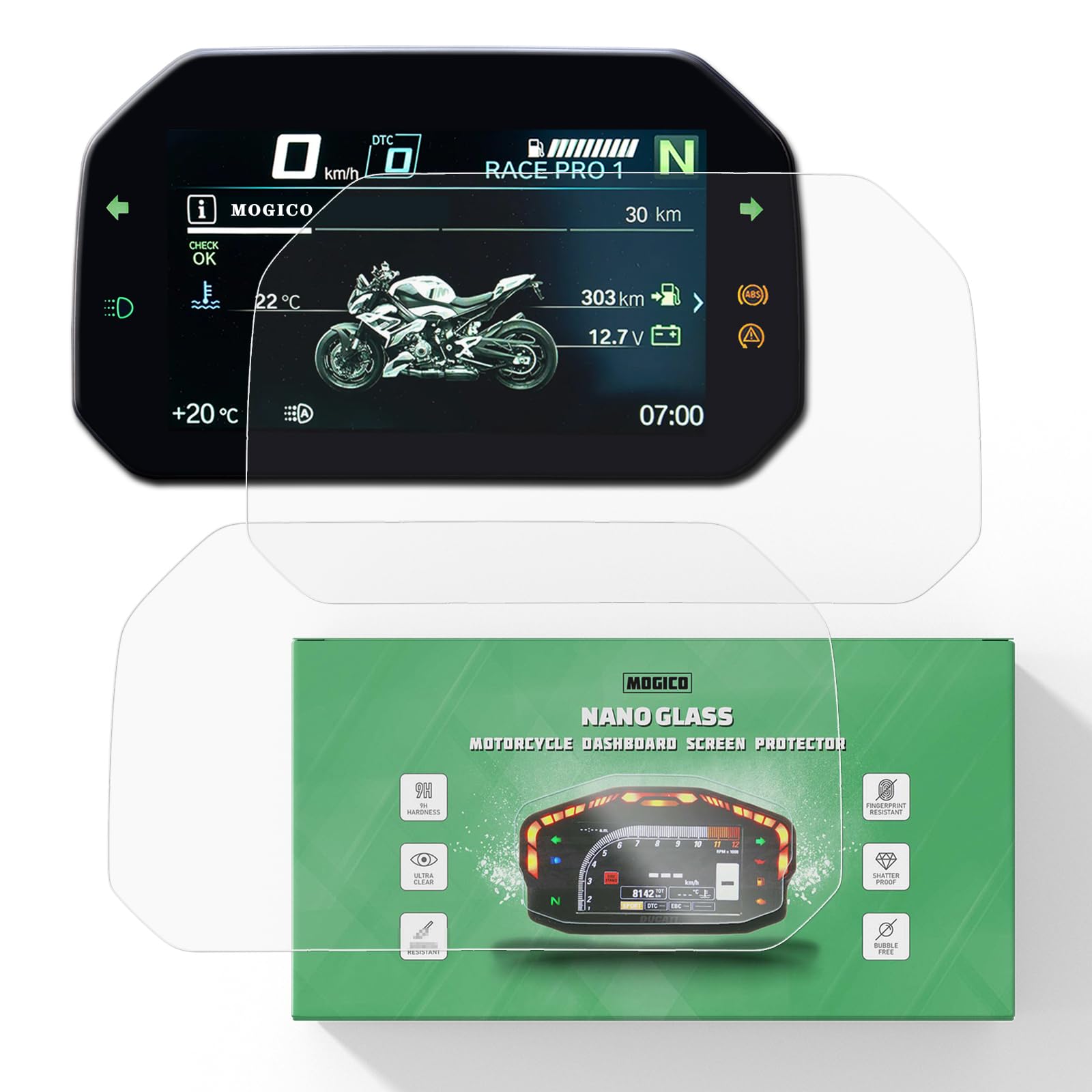 Motorcycle Accessories Nano Glass Dashboard Screen Protector for BMW S1000R 2021+ / S1000RR 2019+ / S1000XR 2020+ / R1300R R1300RS 2025+ / F800GS F900GS R1300GS Adventure 2024+ (2x Anti Glare)