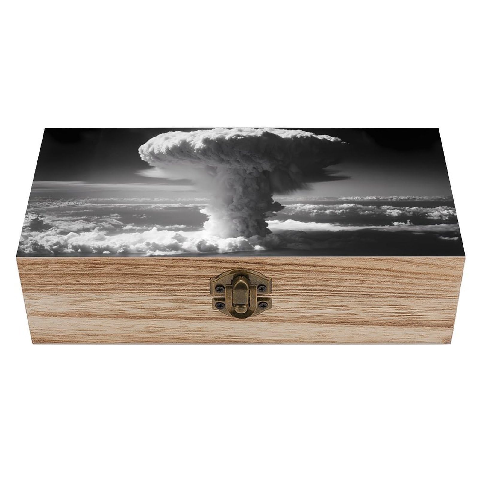 HLBSDM Mushroom Cloud Wooden Storage Box Craft Memory Keepsake Treasure Chest Box Jewelry Organizer