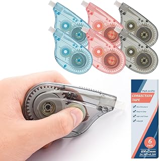 XIGGA White Correction Tape, 26.3 Ft High-Capacity Error Out Corrector for Students & Office, Quickly Dry Easy to Use Applicator for Instant Corrections - 6 Packs