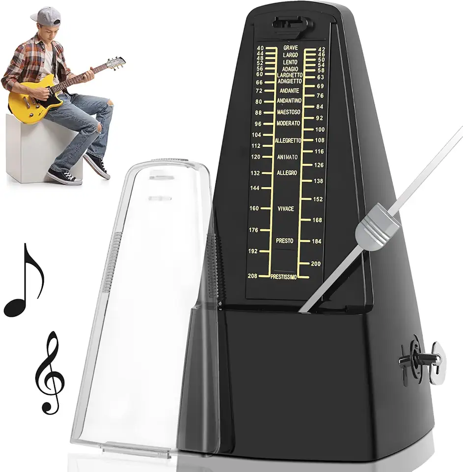 Metrônomo Mecânico, Metrônomo Universal para Guitarra, Bateria, Piano, Violino e Outros Instrumentos, Metrônomo Mecânico Analógico, Temporizador Musical de 40 a 208 Batidas