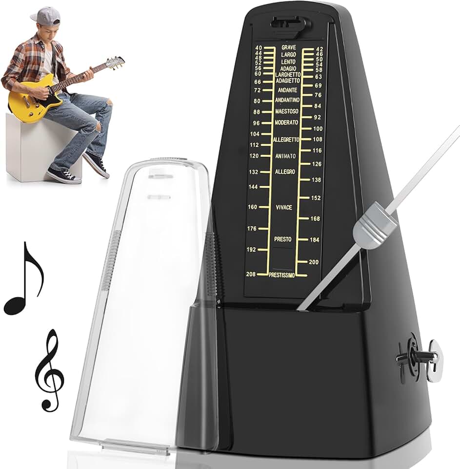 Metrônomo Mecânico, Metrônomo Universal para Guitarra, Bateria, Piano, Violino e Outros Instrumentos, Metrônomo Mecânico Analógico, Temporizador Musical de 40 a 208 Batidas