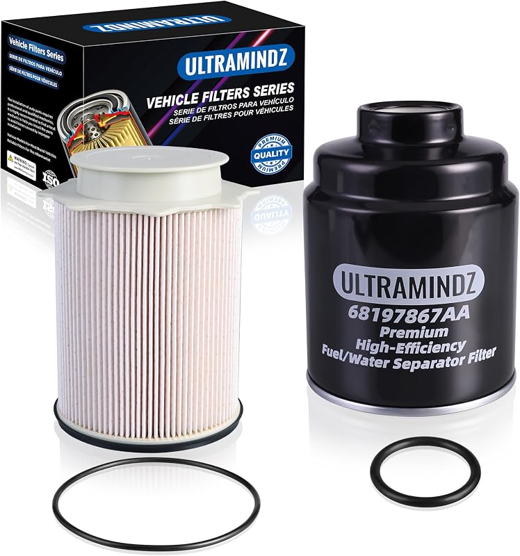 Kit de filtro de combustível e separador de água ultramindz para Ram 2500, 3500, 4500 e 5500 6.7L Cummins 2013–2018 – 2 unidades