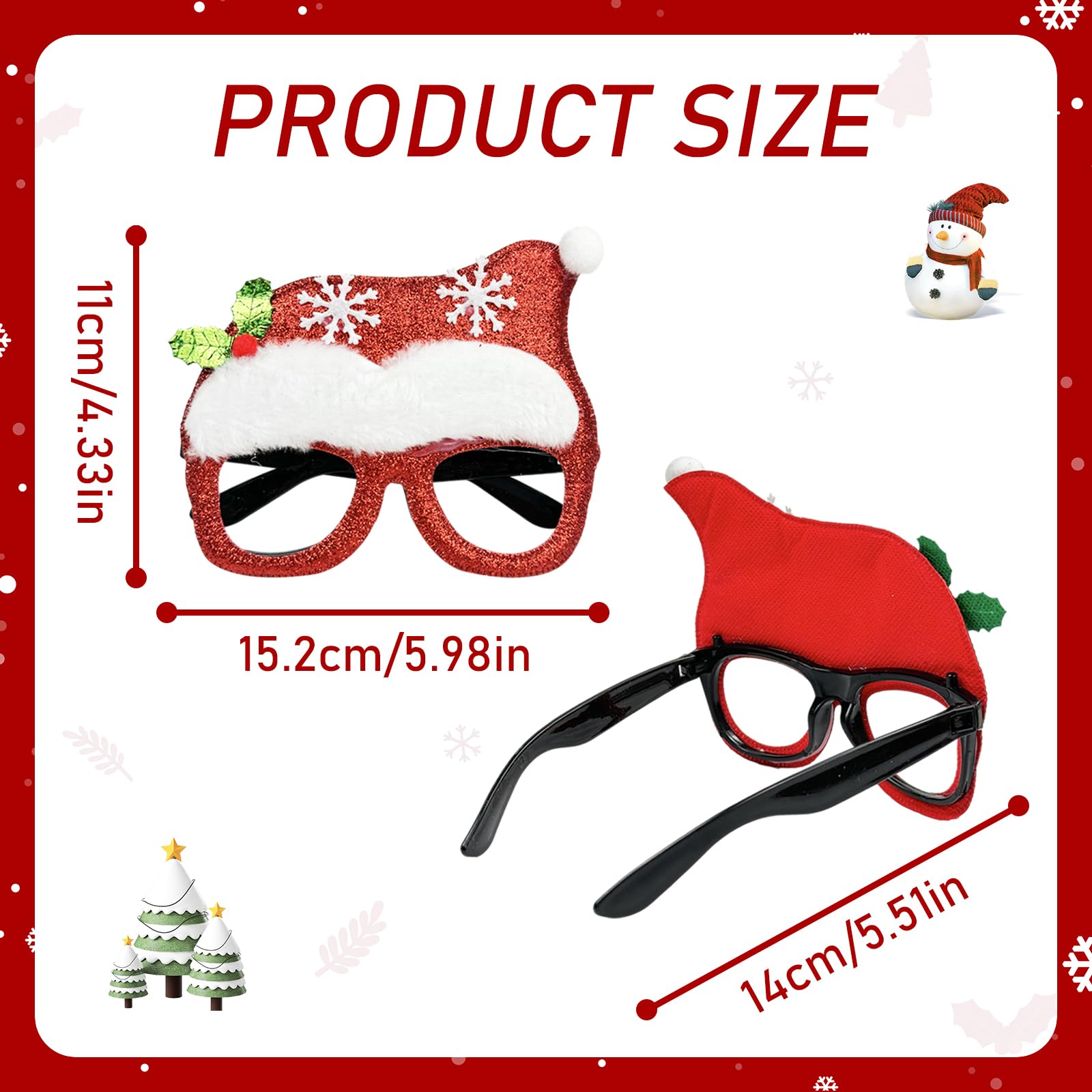 20 PCS Novelty Christmas Glasses Frames,Christmas Glitter Party Eyeglasses ,Xmas Costume Party Glasses Frame Props for Kids Adults to Wear for Holiday Party Favors Gift Create Joyful Atmosphere - Image 2