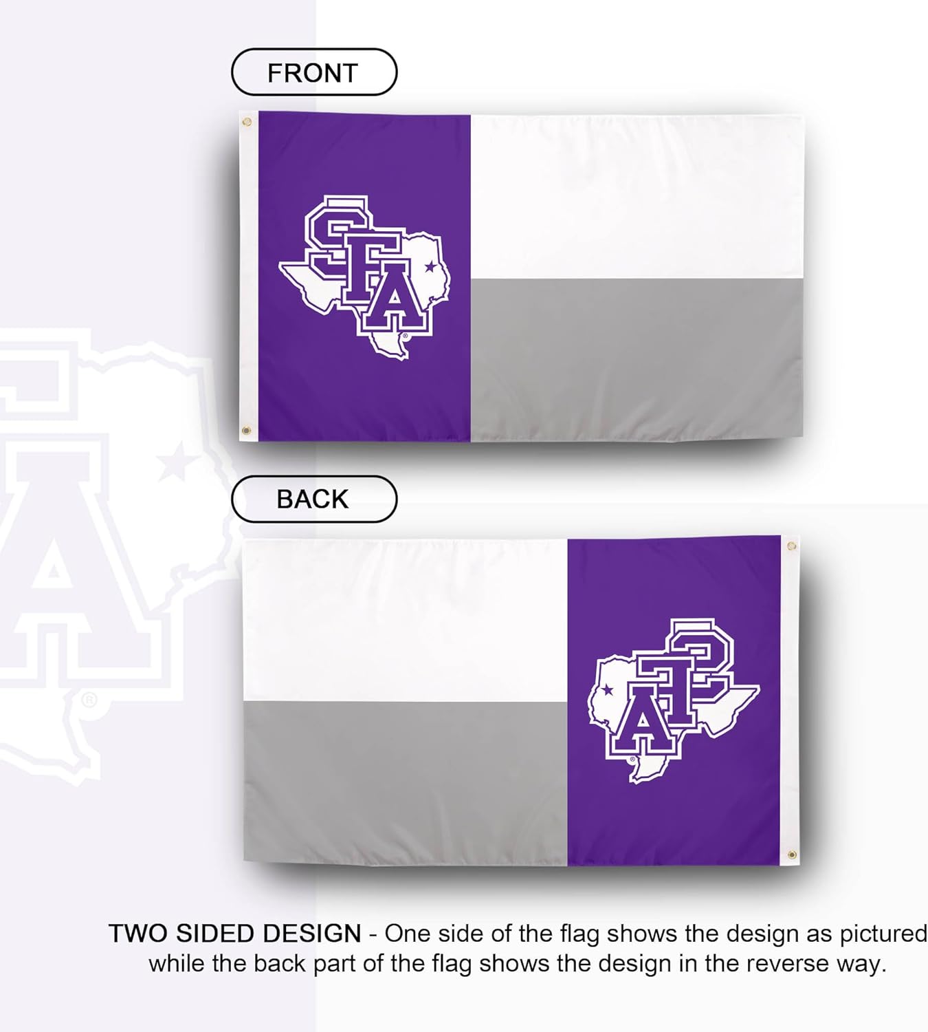 Desert Cactus Stephen F. Austin State University SFASU Flag - 3 x 5 Feet Lumberjacks Banner, Indoor/Outdoor Durable Fabric, 100% Polyester Design (Style B) - Image 2