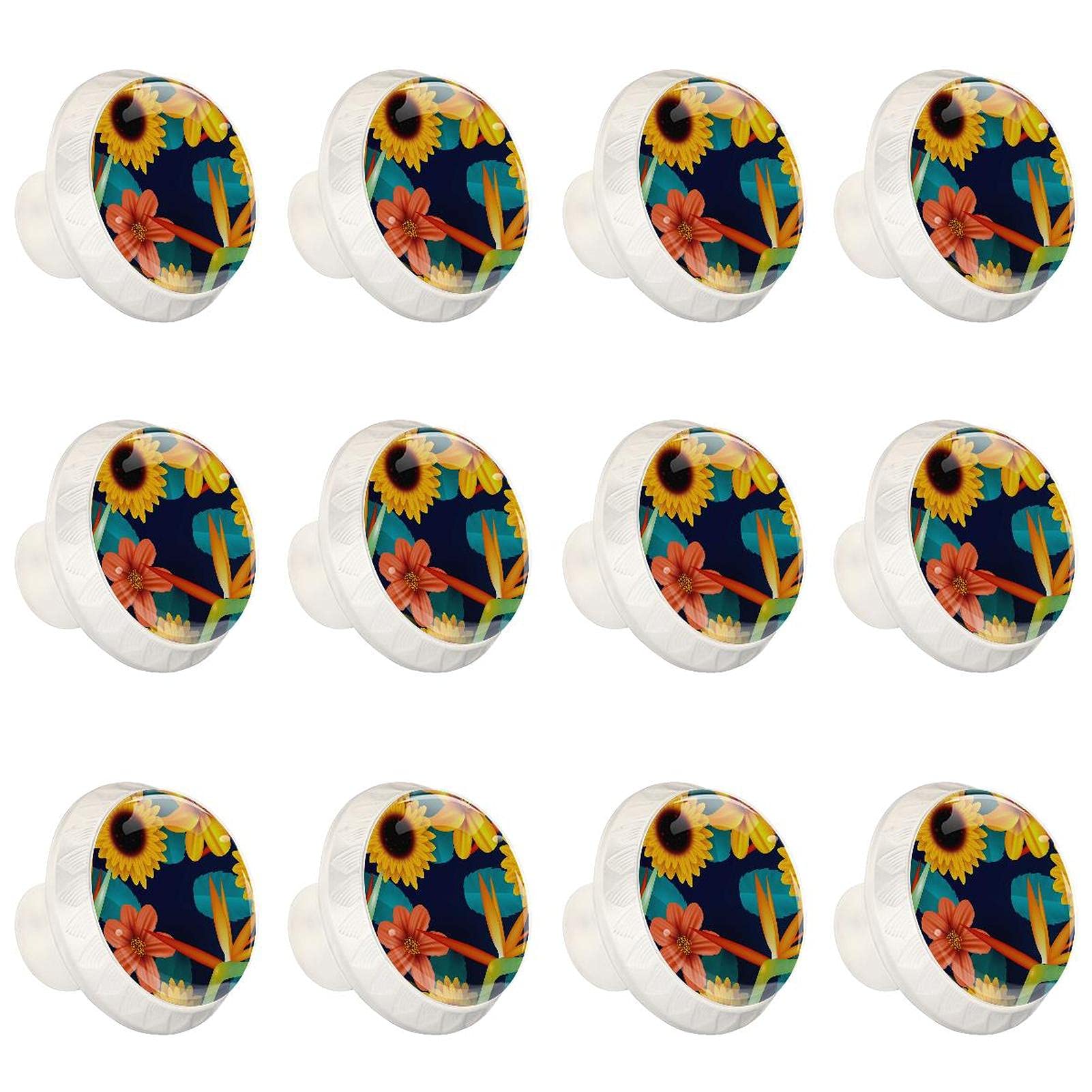 Boutons de tiroirs de placard de cuisine ronds jaunes et bleus lot de 12