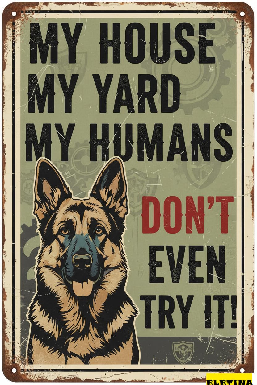 Beware Of Dog No Trespassing Tin Sign, 12x8 Inch