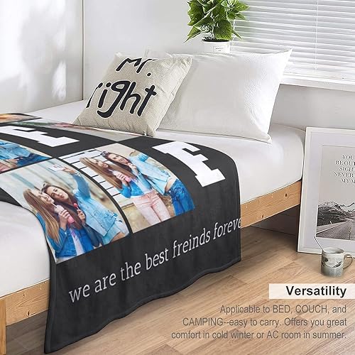Miniatura 7 de Regalos de cumpleaños para mujeres, manta personalizada para mejor amiga, manta personalizada con foto, regalos de amistad para mujeres, amigos,