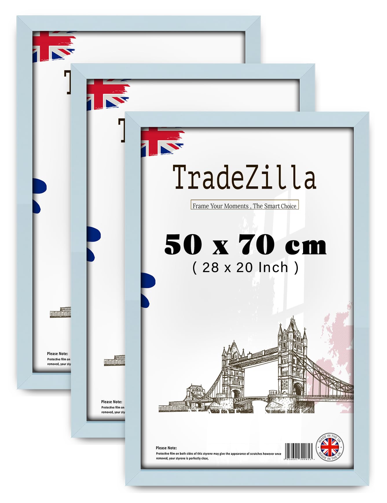 TradeZilla pack of 3 MDF Poster Frame (50 x 70 CM) Eton Wood Finish Picture Frame for Home & Office, Stylish Wall Gallery Frame with Hanging Hooks for Easy Display [ Light Grey ] — image 1