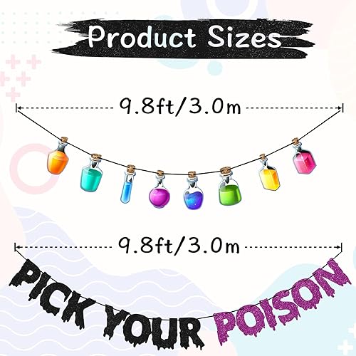 Miniatura 3 de Cartel de "Pick Your Poison", letrero de barra de poción de Halloween, decoraciones de fiesta de brujas, decoración de casa embrujada, decoración