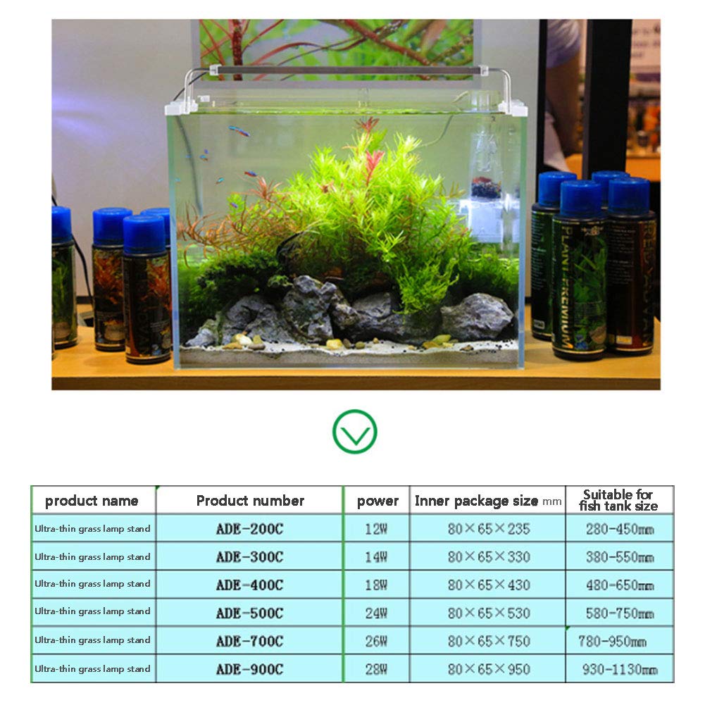 NANANA Eclairage Aquarium Rampe LED Aquarium Imperméable Extensible, Éclairage Lampe Support Support Poisson Réservoir d'eau Lampe, Support Rétractable[Plusieurs Tailles],500c