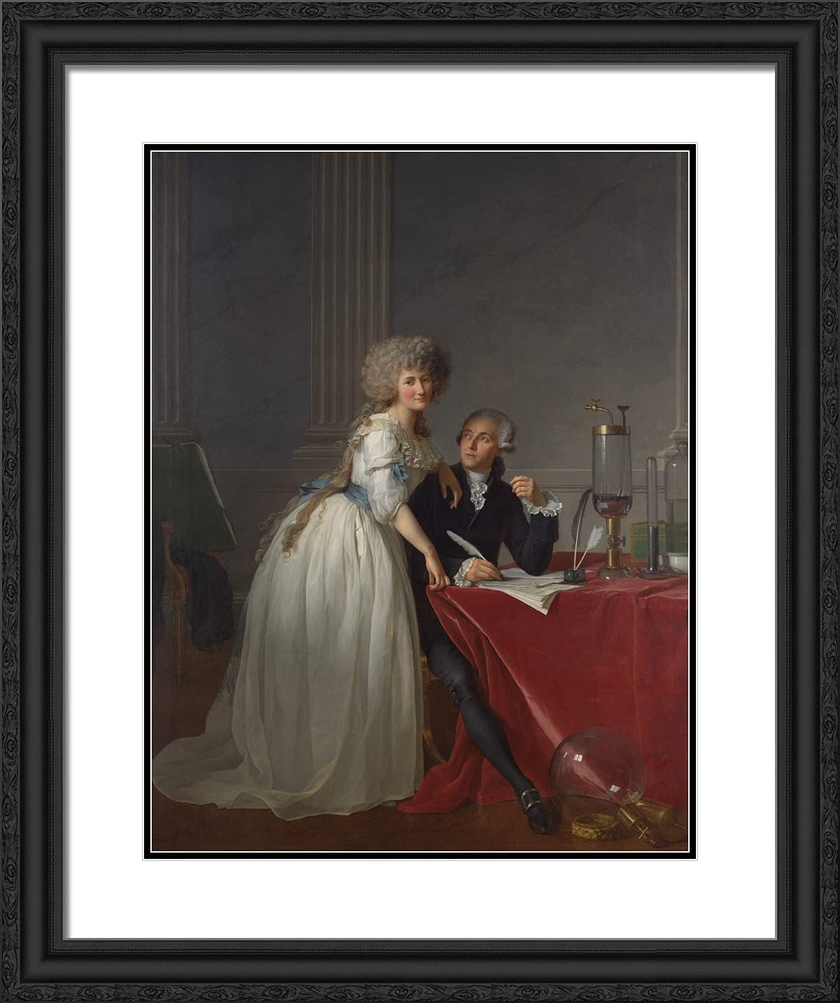 ArtDirect David, Jacques-Louis 20x24 Black Ornate Framed Art Print with Double Matting Titled: Antoine Laurent Lavoisier and His Wife Marie Anne Pierrette Paulze
