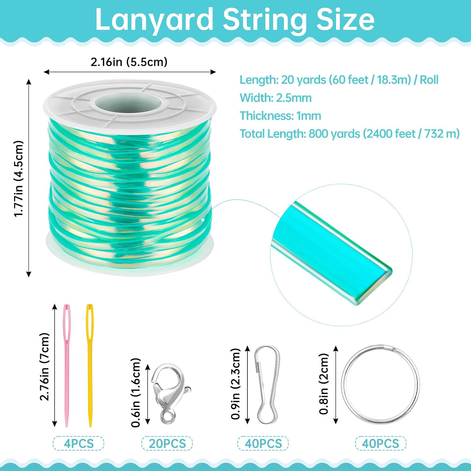 Lanyard String, 40 Rolls Gimp String Kit, Plastic Strings Lacing Cord image 4