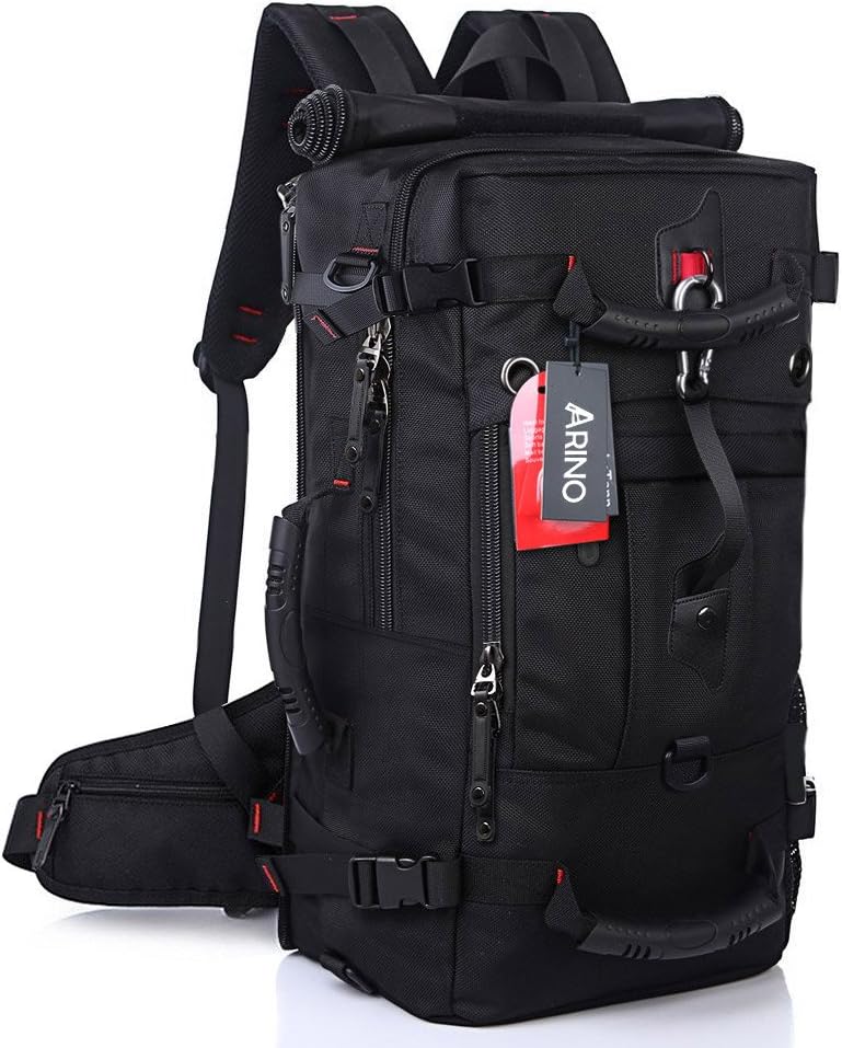 ARINO Trekking Rucksack Army Combat Outdoor Hiking Backpack with Combination Lock 35 Litres Waterproof Backpack -- Black