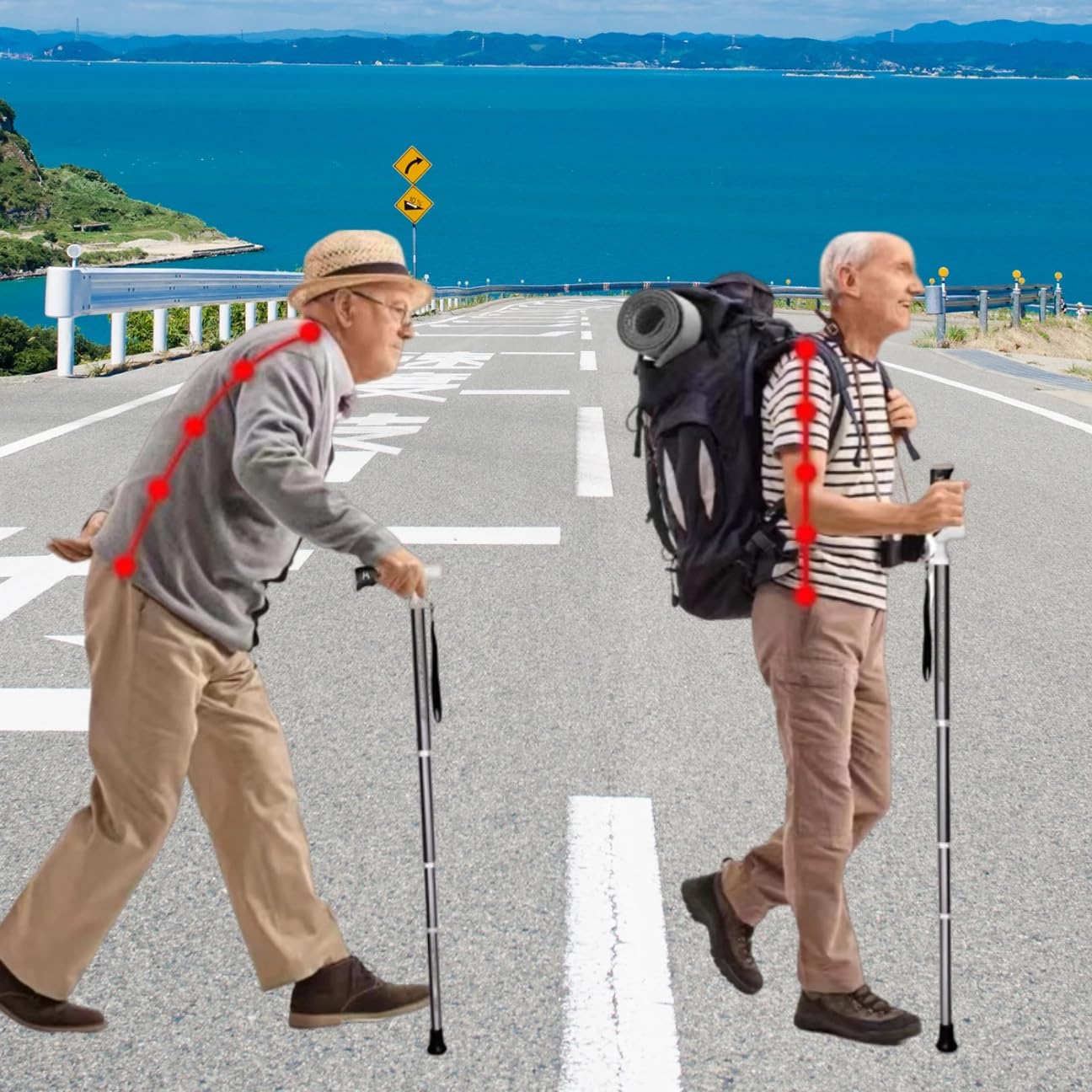 Ruyi, bastone portatile in alluminio leggero retrattile con contenitore, stampelle per adulti bastone telescopico con scatola portaoggetti