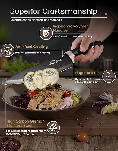 Miniatura 4 de Amorston - Juego de cuchillos de 15 piezas para cocina con bloque y juego de cuchillos de cocina de 15 piezas