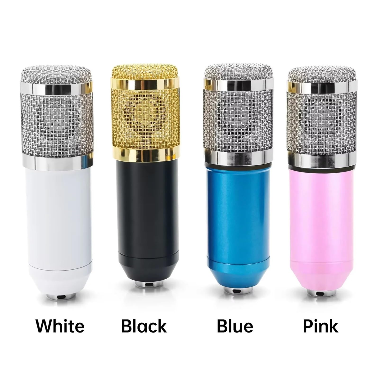 Professionale BM 800 Microfono Karaoke Studio A Condensatore con Scudo Mikrofon Mic for KTV Radio Braodcasting Canto Registrazione Compatibilità Universale(White)