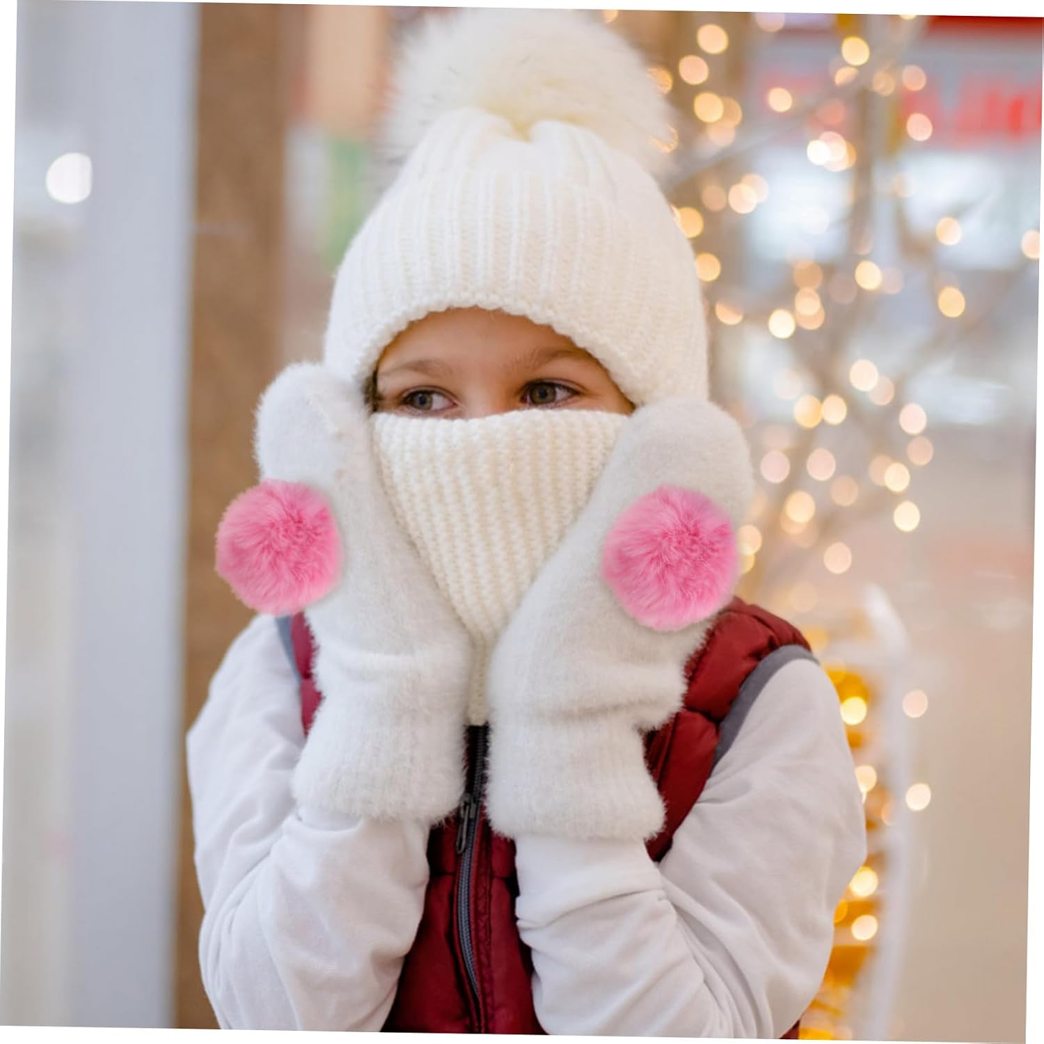 PRETYZOOM Faux Fur Pom Pom Balls Portable and Vibrant with Elastic Loop 30pcs Fluffy Acrylic Polyester for Knitting Hats and Clothing Accessories for Travel and DIY Crafts