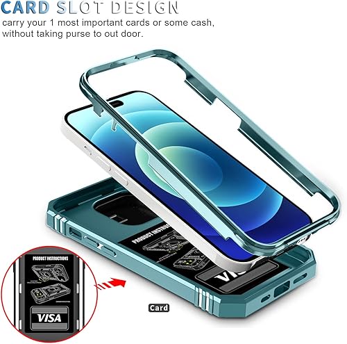 Miniatura 3 de Fetrim Funda para iPhone 14 Pro, Funda de teléfono con soporte de anillo de rotación para Apple iPhone 14 Pro - Verde