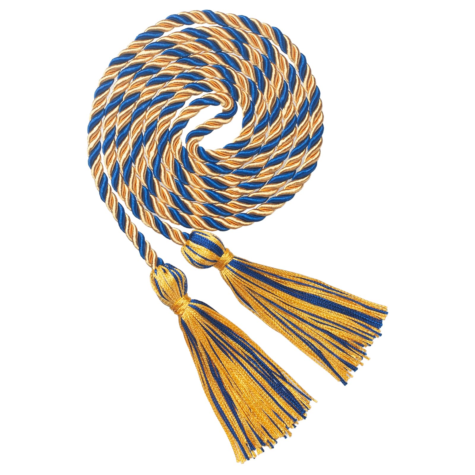 ONUPGO Royal Blue Gold Graduation Cord, Graduation Honor Cords Rayon Braided Tassel Cord for 2026, 68" Polyester Yarn Long Robe Honor Rope for Graduation Students, Bachelor Gown