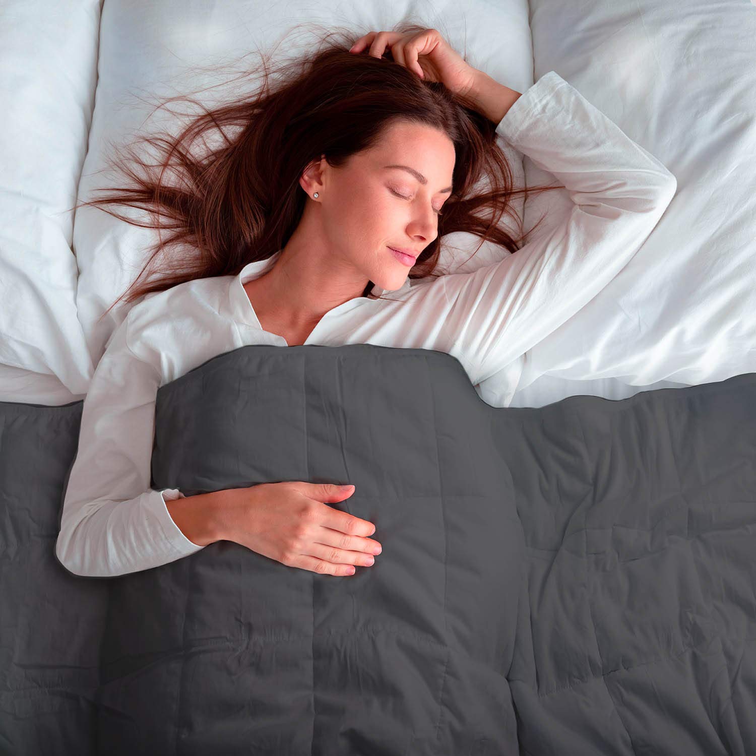 Feluna® Gewichtsdecke 8 kg, schwere Therapiedecke 155x200 cm Baumwolle | Fördert tiefe Entspannung, auslaufsicheres 7-Lagen-Design mit Glasperlen, Anti-Stress Weighted Blanket, grauer Baumwollsatin