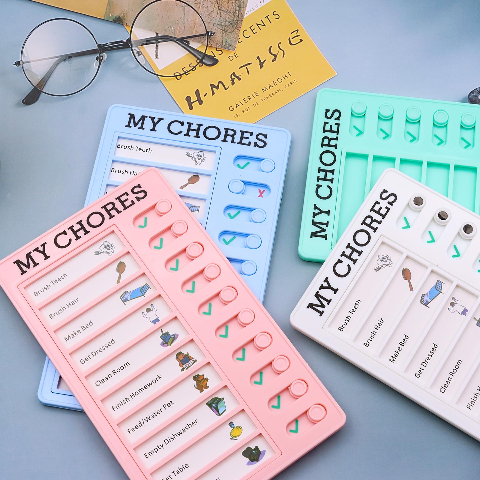 ZOCONE 4 PCS Chores Chart for Kids My Chores Checklist Board Kids with 20 Paper - Image 3