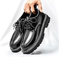 SEHDK Men's Retro Platform Derby Oxfords - Faux Leather Lace-Up Business Casual Shoes with Thick Sole