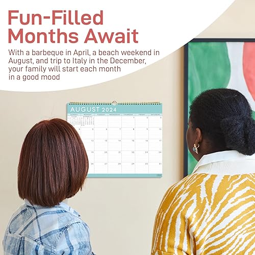 Miniatura 8 de S&O Basic - Calendario de pared de negocios verde azulado de enero de 2024 a junio de 2025, calendario mensual para oficina, calendario académico de