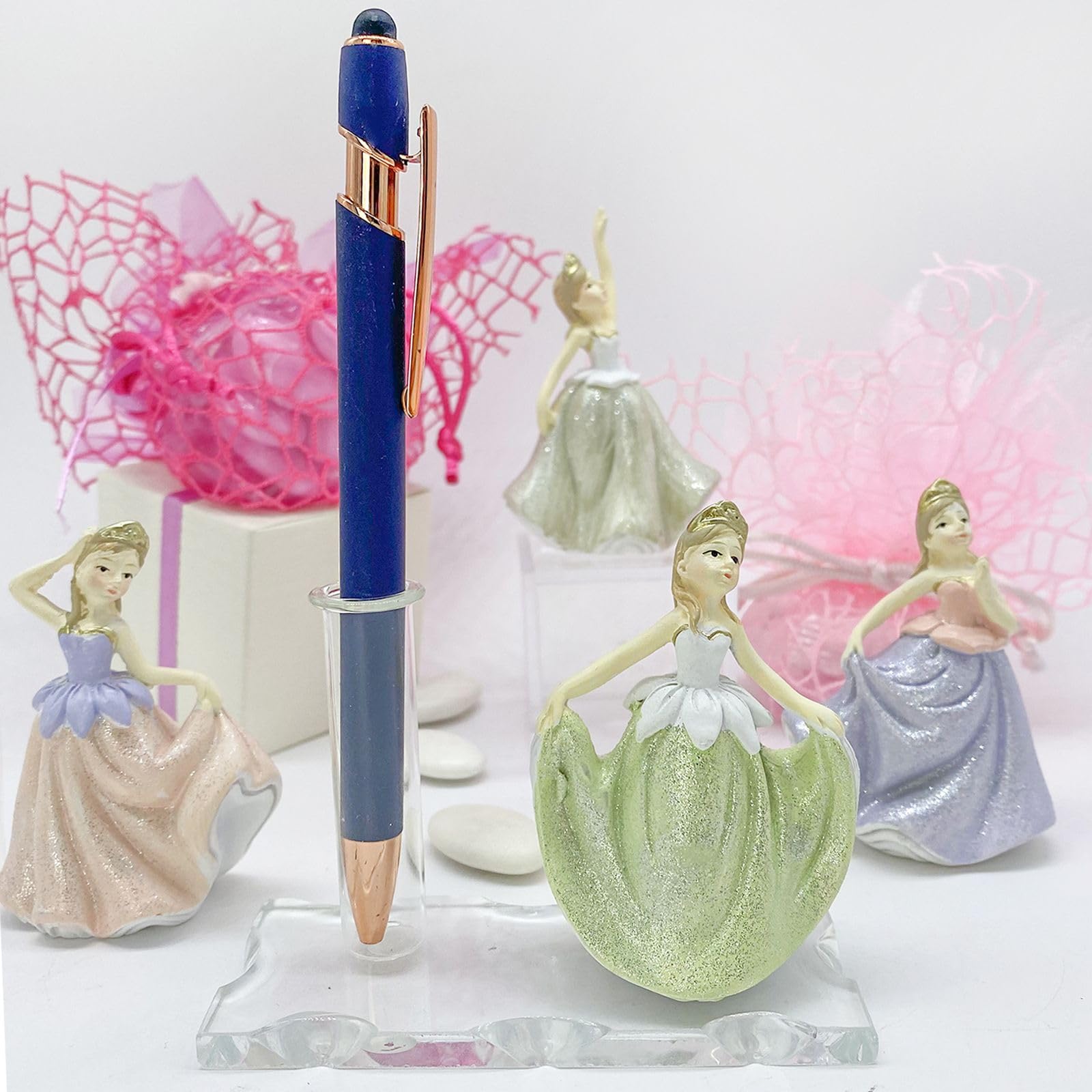 Doni Bomboniere Base in Vetro con fiala. Bomboniera profumatore Ambienti con Bacchette con statuina Principesse in 4 Varianti. Nascita, Battesimo, Primo Compleanno Bimba (10 Pezzi - Senza Incisione)