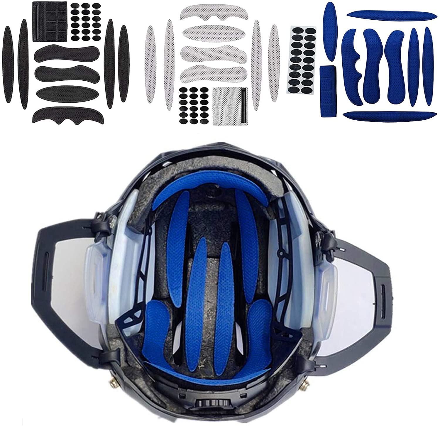 Generico 27pcs Casco della Bici Imbottitura Kit Universale Bicicletta Casco del Motociclo di Ricambio Schiuma Pads Set Spugna Liner Chin Strap Pad - NeroProfessionale e alla Moda