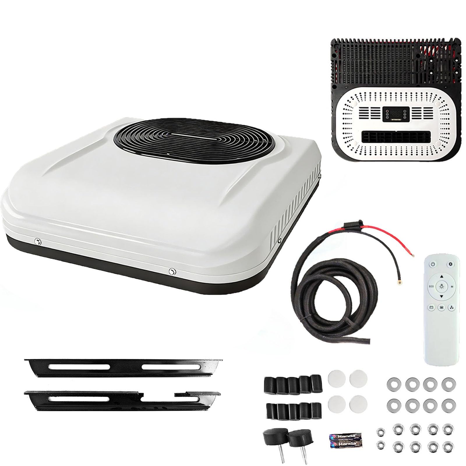 Koyike Scroll Type 12V 24V Rv Air Conditioner 7000 Btu Rooftop Ac Unit 2000W Cooling Performance Dc Inverter Parking Cooling For Semi Truck Sleeper Cab Van Caravan(,24V)