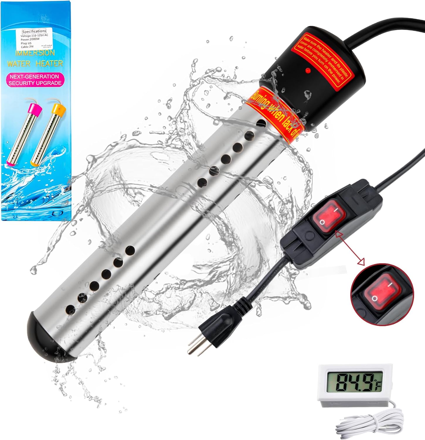 Aispama 2000W Immersion Water Heater For Inflatable Pool Bathtub