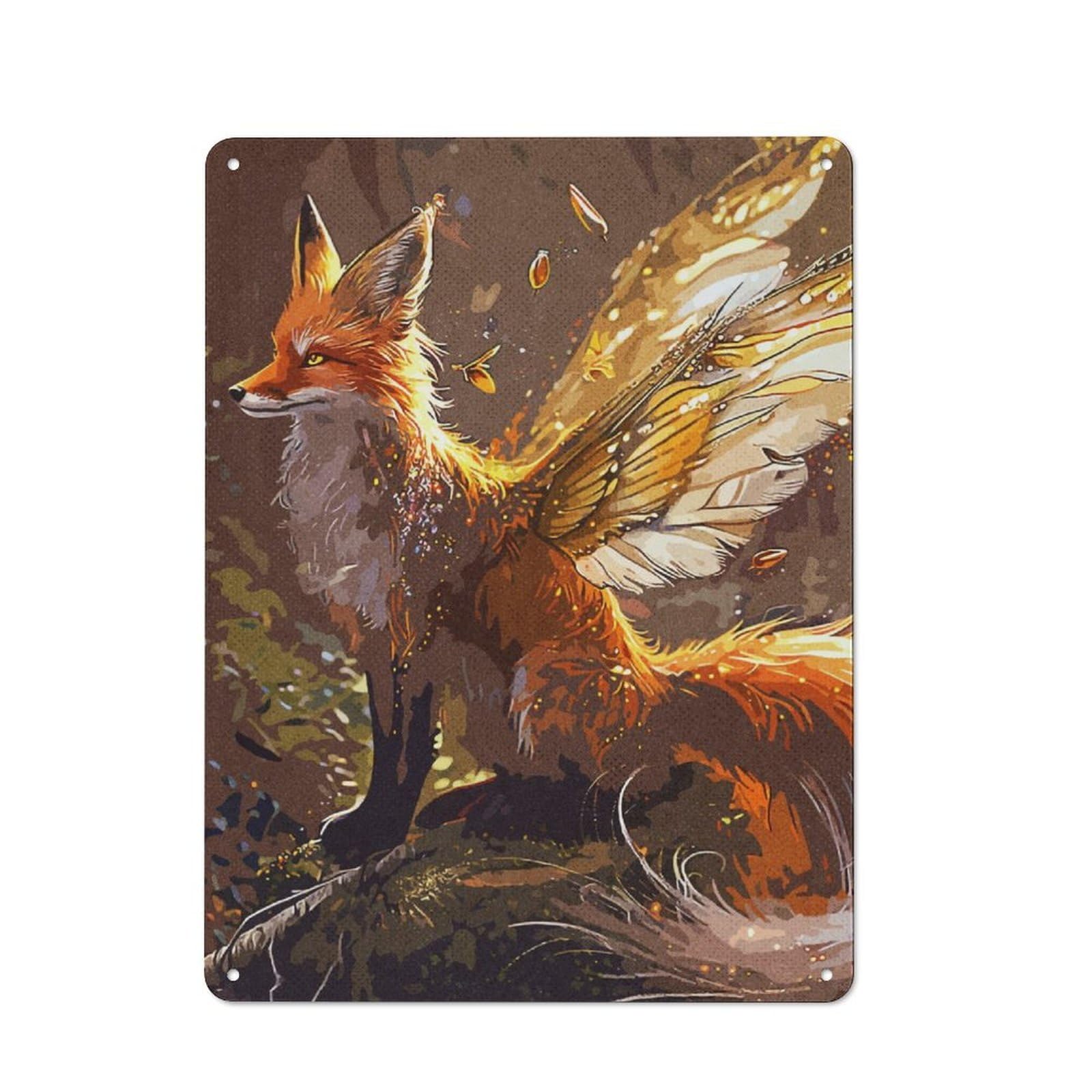 Junmoney Fox Fantasy Vintage Tin Sign 40X30cm With For Studio Or Craft Room, For Garage, Workshop And Man Cave Decoration