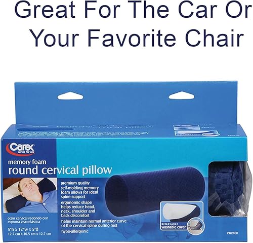 Miniatura 6 de Carex, almohada redonda para cervical, con funda extraíble, ergonómicamente diseñado para postura de sueño terapéutico