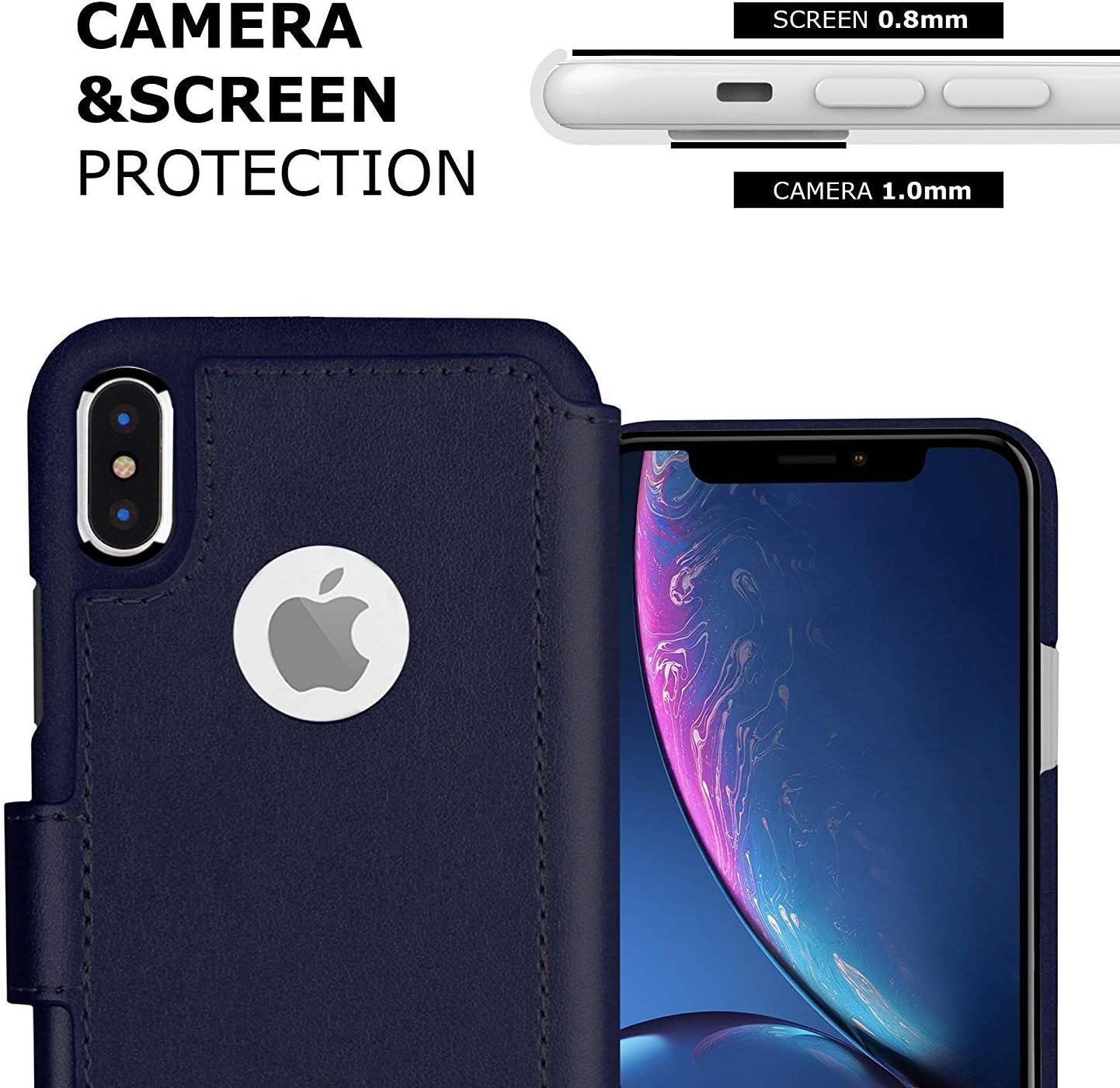 Compatible with iPhone XR Wallet case for Women and Men, Case with Card Holder [Slim & Protective] for Apple XR (6.1”), Vegan Leather i-Phone Cover, Phone Case, Desert Sky