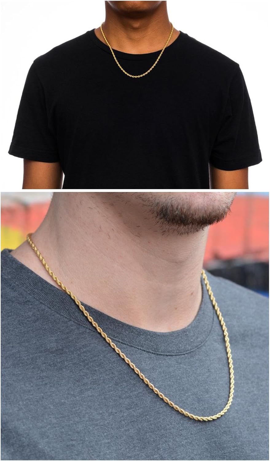 Q&S Jewels 3MM Twist Rope Chain Necklace, 18K Gold Plated Stainless Steel Chain Necklace Links for Men Women, Fashion Jewelry, Wear Alone or with Pendant, 18-30 Inch - Image 5