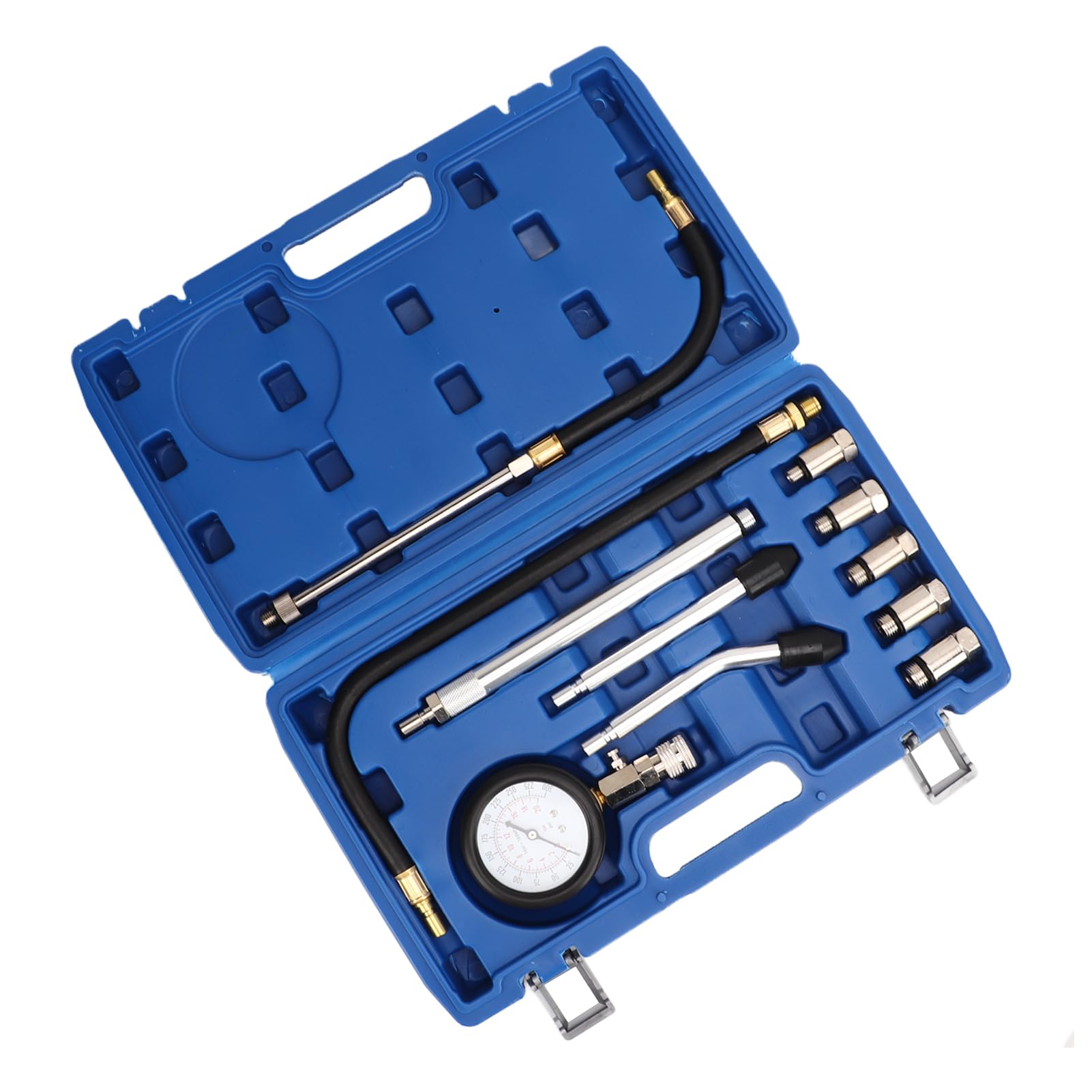 17pcs Cylinder Compression Tester Kit, 0 300PSI Digital Gauge, Engine Cylinder Pressure Detection Tool, with Multiple Adapters for Motorcycles Cars Trucks, ABS Rubber Brass