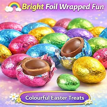 Easter Chocolate Mini Eggs Gift Box 100g - Foil Wrapped Sweets for Kids