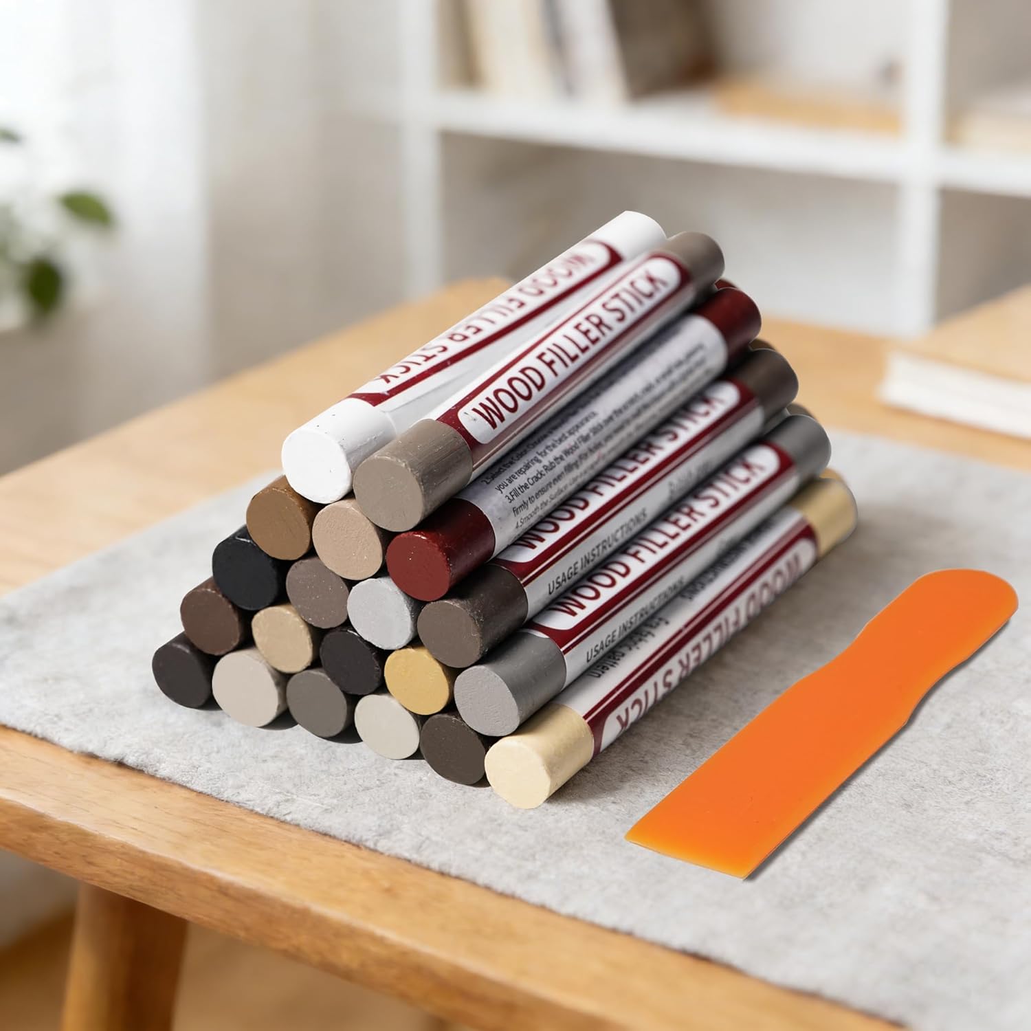 Wood Filler Sticks,20 Colors Wood Furniture Repair Kit, Scuffs, Cracks, Stains and Holes,Furniture Touch Up Markers for Touch Up Furniture, Floors, Cabinets, Tables, and Doors (Common Series)
