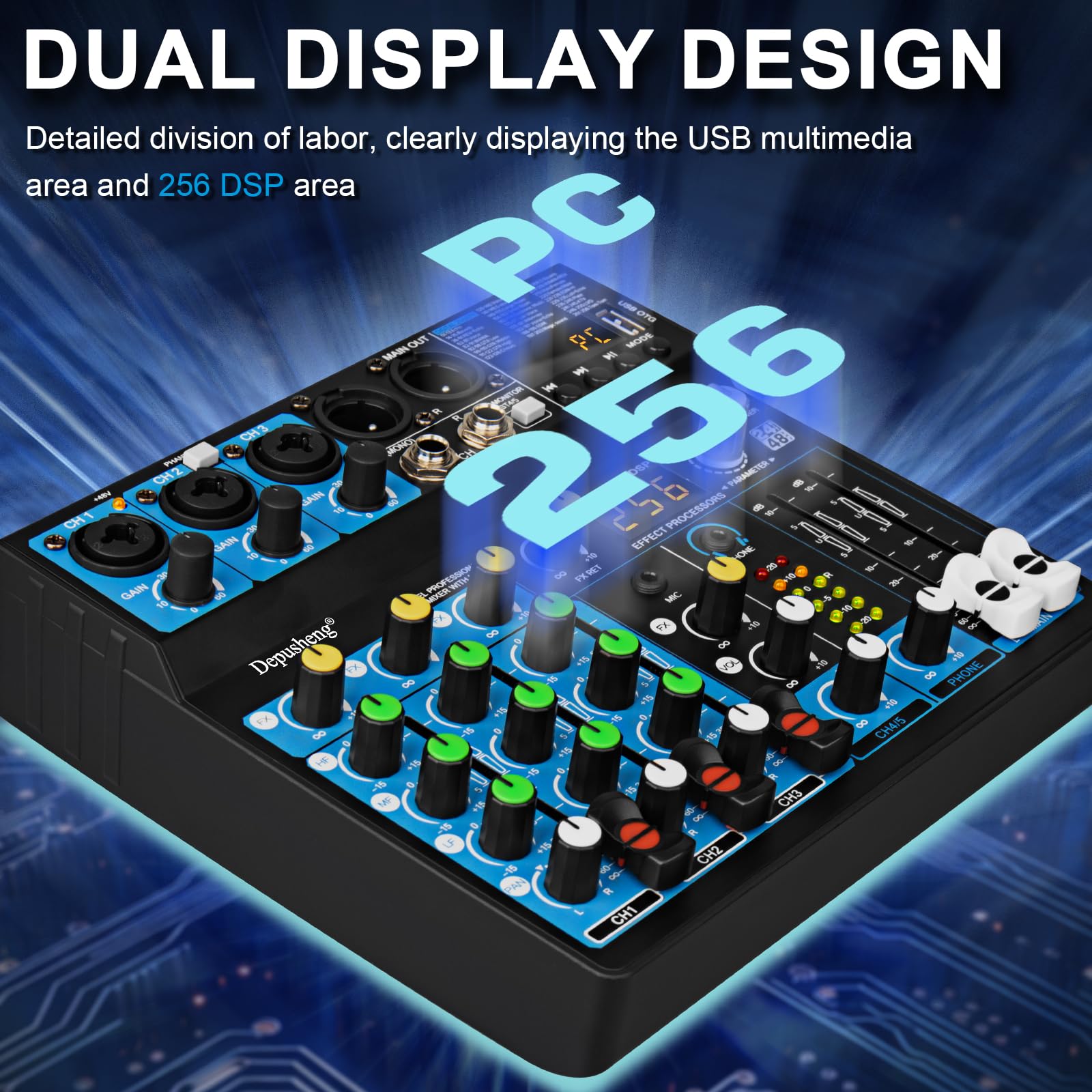 DepushengU6オーディオミキサー Amazon | DJ Sound ControllerインターフェースW / USBドライブ