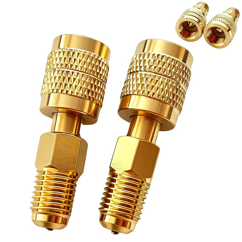Adaptador de Latão para Refrigerante R32 R454B, Rosca Fêmea SAE de 6,35 mm para Macho com Rosca Inversa de 6,35 mm, 2 Peças Pricyru